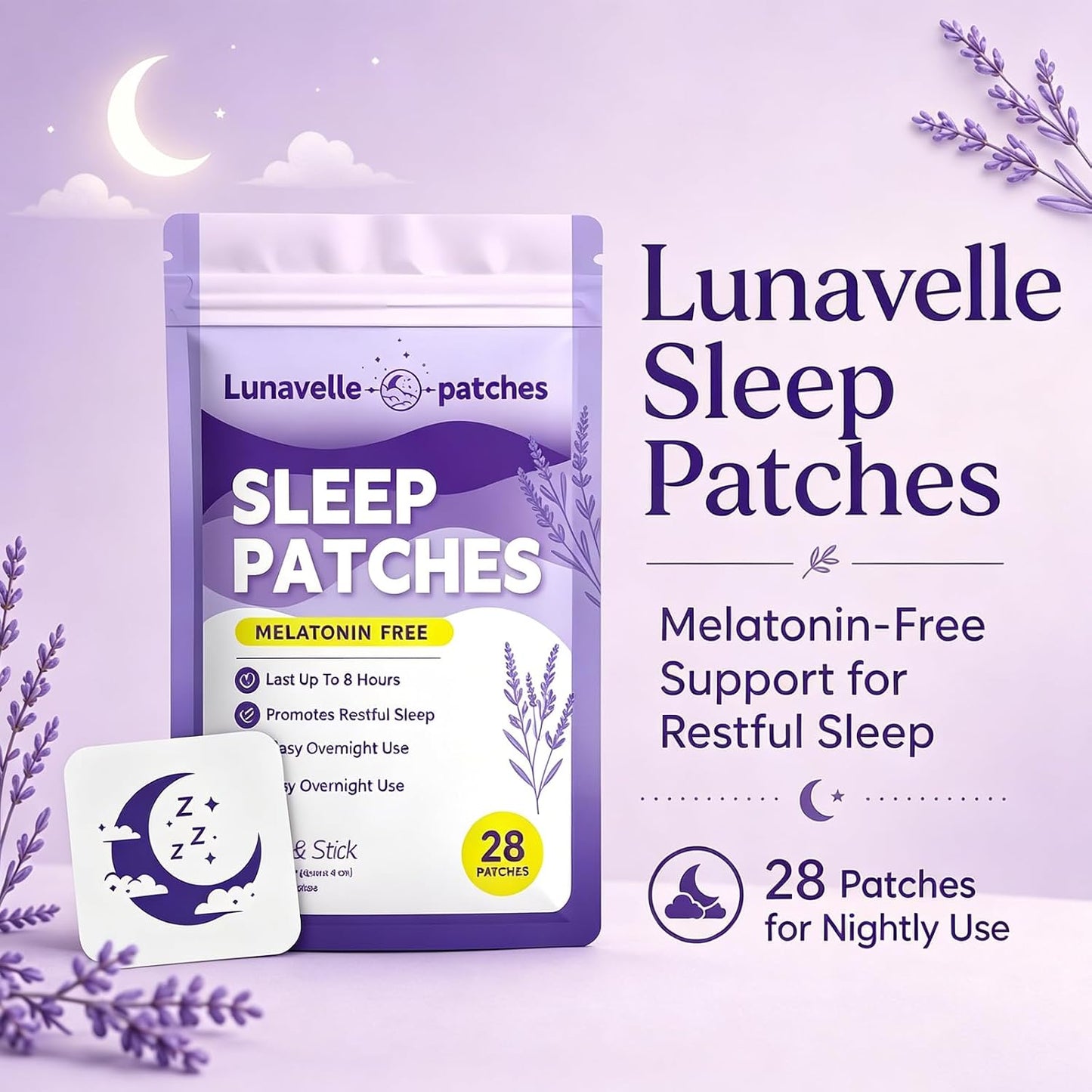 Lunavelle Sleep Patches, Lunavelle Sleep Patches for Adults, Quick-Acting & Long-Lasting